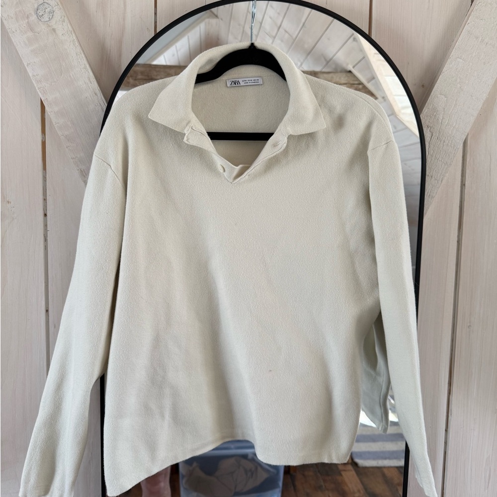 Zara Off-White Knit Top